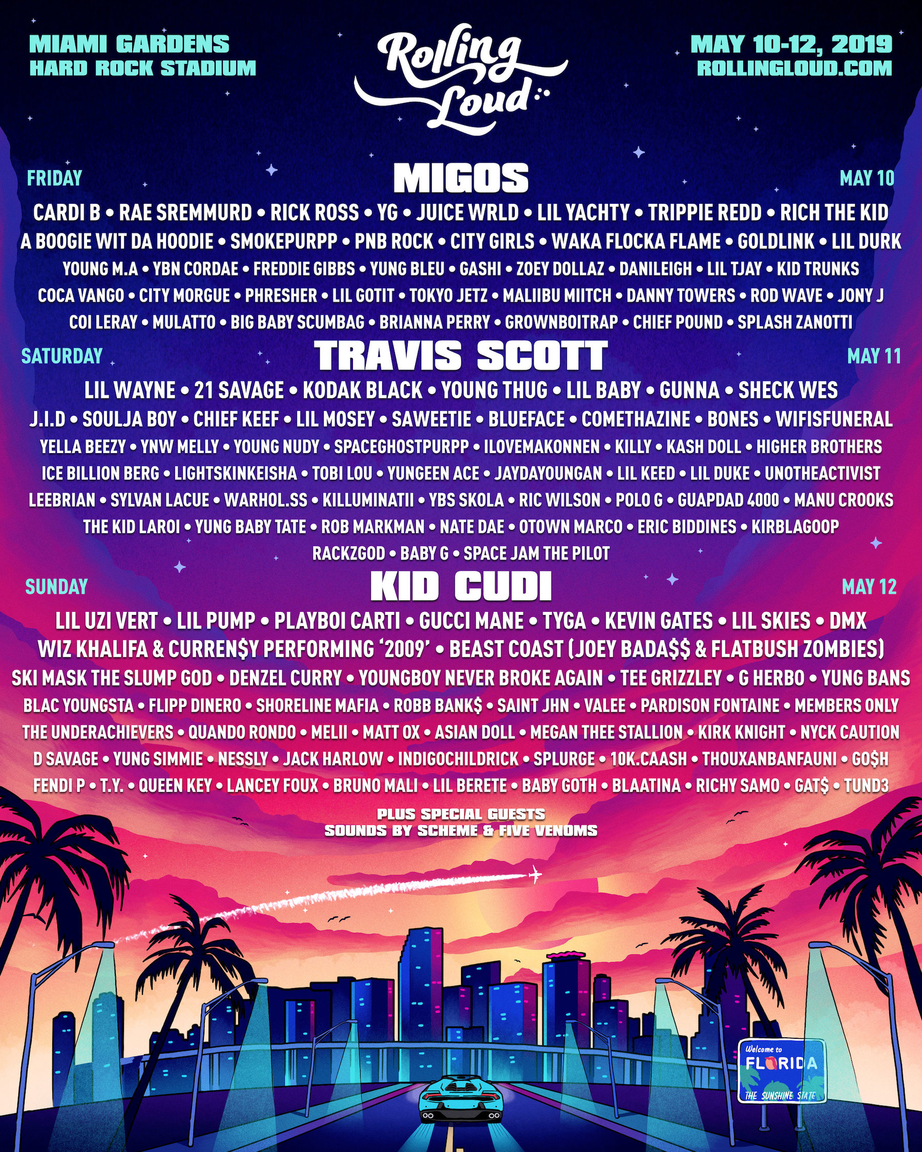 Rolling Loud Miami '19 Lineup Migos, Rae Sremmurd, Lil Wayne & Wiz Khalifa